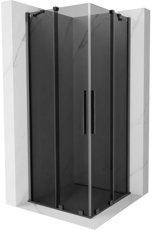 Mexen Velar Duo, sprchový kút s posuvnými dverami 90 x 90 cm, 8mm šedé sklo, grafit brúsený, 871-090-090-42-66