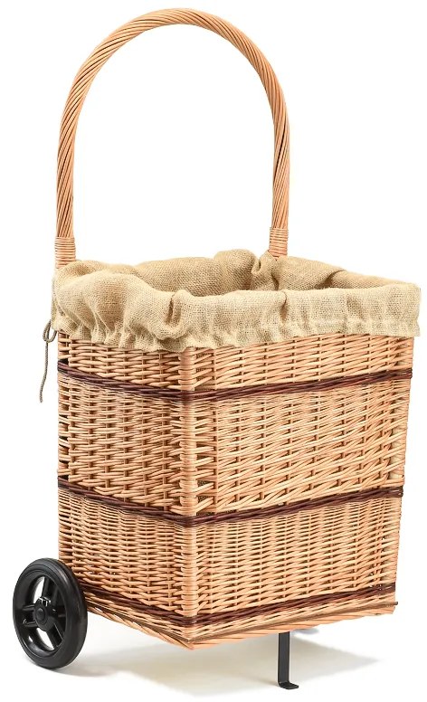 Kôš na drevo na kolieskach prútený s jutou a vekom Rambo I.š. 46 x hl. 33 x v. 50/90/cm)