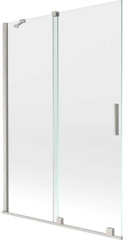 Mexen Velar, 2-krídlová posuvná vaňová zástena 120 x 150 cm, 8mm číre sklo, brúsená oceľ, 896-120-000-01-97