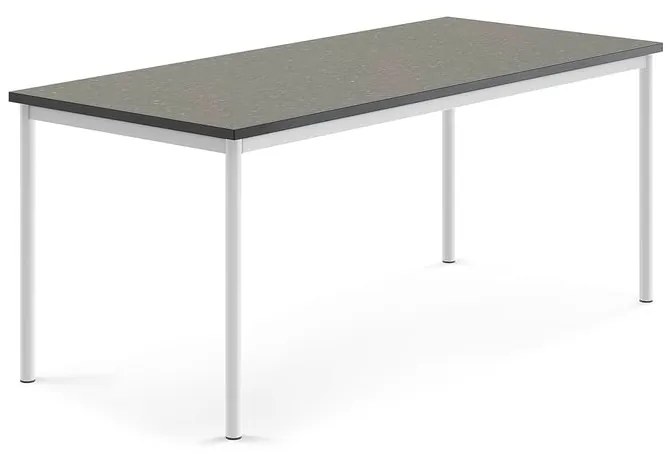 Stôl SONITUS, 1800x800x720 mm, linoleum - tmavošedá, biela