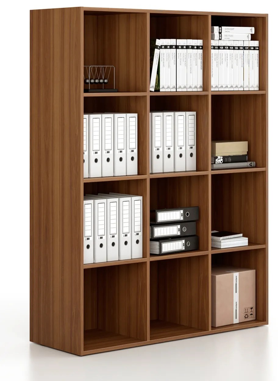 Regál FRAME, nižšia, 3 stĺpce, 1735 x 1299 x 450 mm, orech