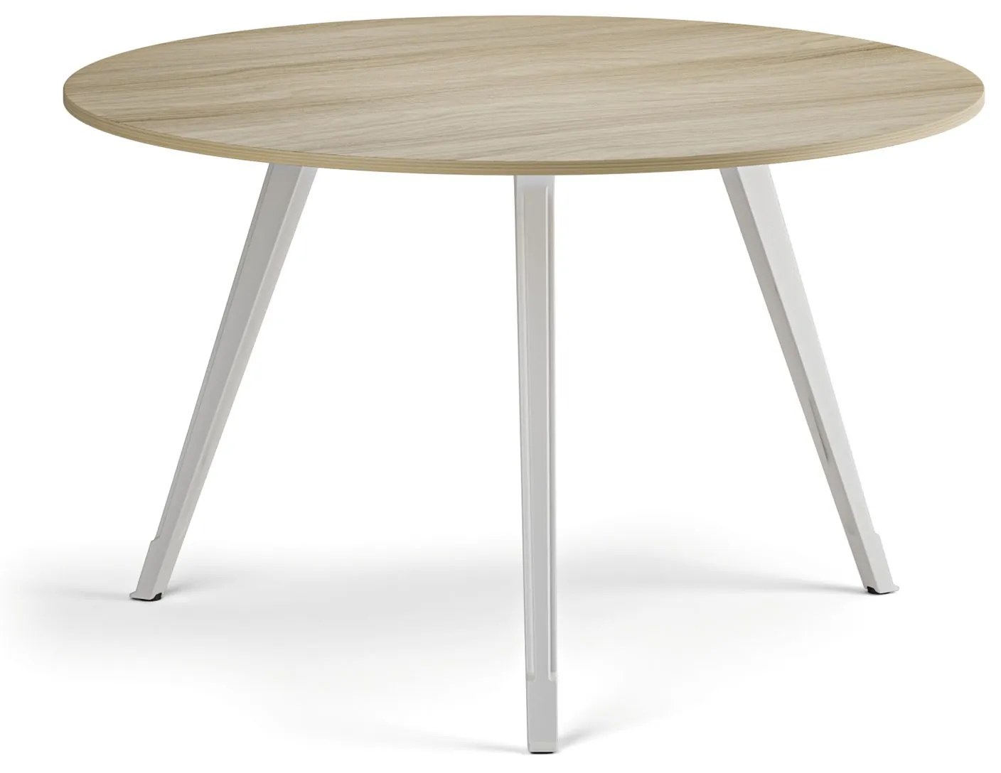 Konferenčný stôl PRIMO ZEN, priemer 120 cm, biela podnož, dub prírodný