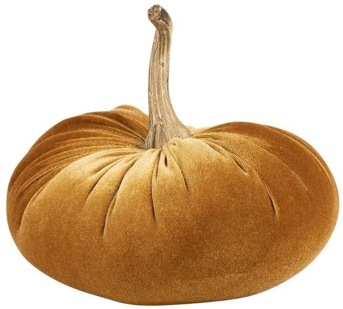 Oranžová zamatová dekoratívna tekvica Pumpkin S - 19*20*19cm