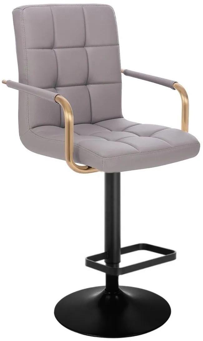 LuxuryForm DESIGN Barová stolička VERONA GOLD na čiernom tanieri - šedá
