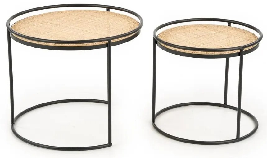 Konferenčný stolík Manado, prírodné drevo / čierna