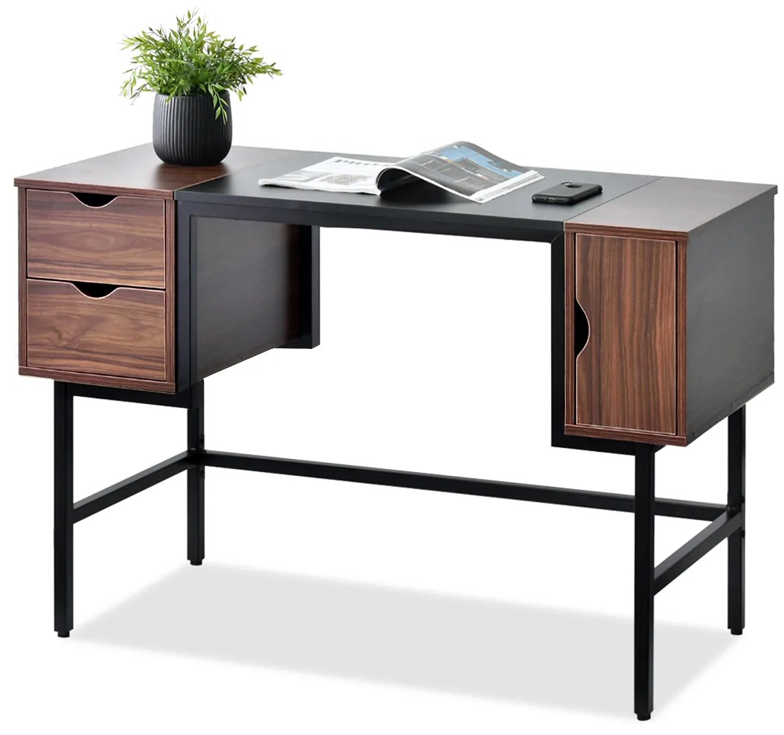 PC stolík Laft (orech tmavý + čierna). Akcia -21%. Vlastná spoľahlivá doprava až k Vám domov. 1109773