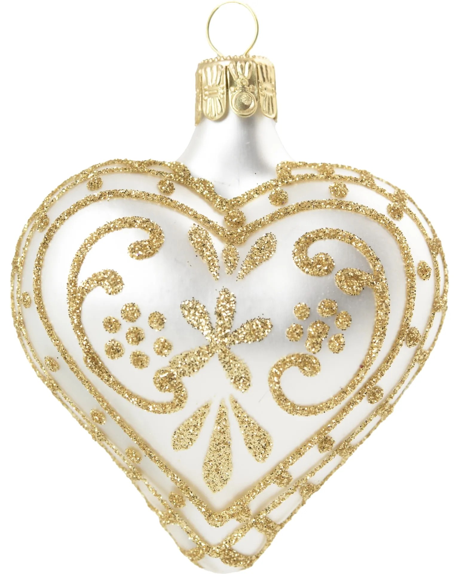 Bella Rose Sklenená vianočná ozdoba Srdce Biela Mat