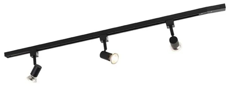 Moderný 1-fázový koľajnicový systém s 3 reflektormi čierny - Jeany