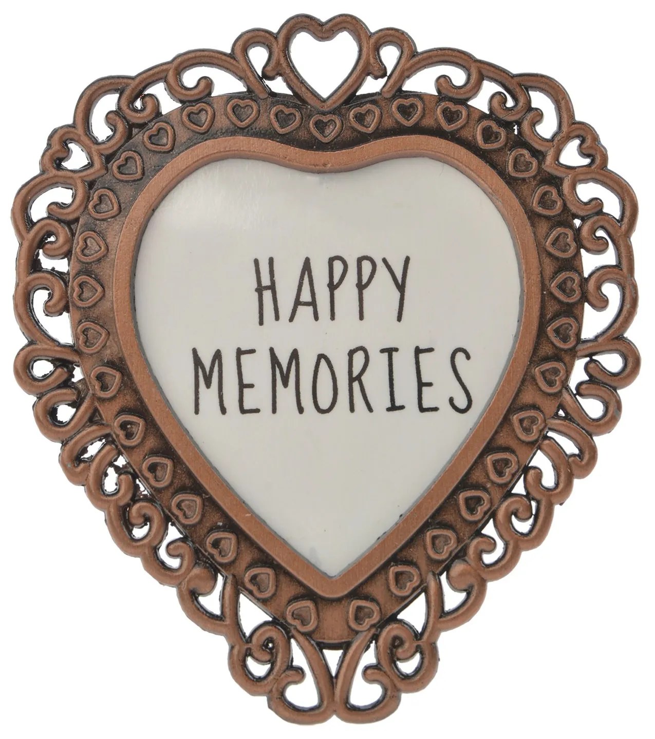 Medený fotorámček v tvare srdca - Ø 6 cm