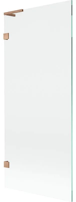 Mexen, Mexen Lunar L 1-krídlová vaňová zástena 80 x 150 cm, transparentná, brúsená meď - 897L-080-000-65-00