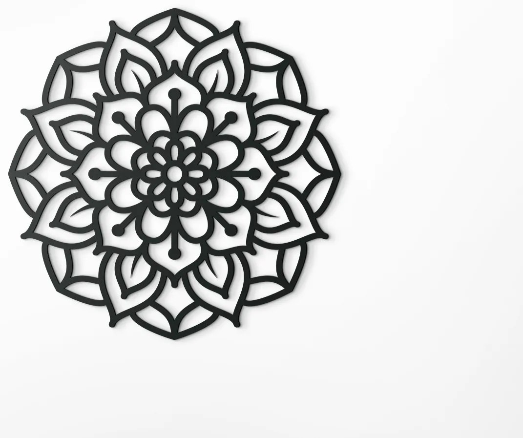 drevko Drevená mandala na stenu Rozkvit Rozmer obrazu: 44,5 x 44,5 cm, Farba dekorácie: Čierna
