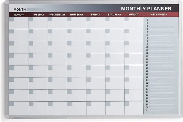 Magnetická plánovacia tabuľa MARION, mesačná, 900x600 mm