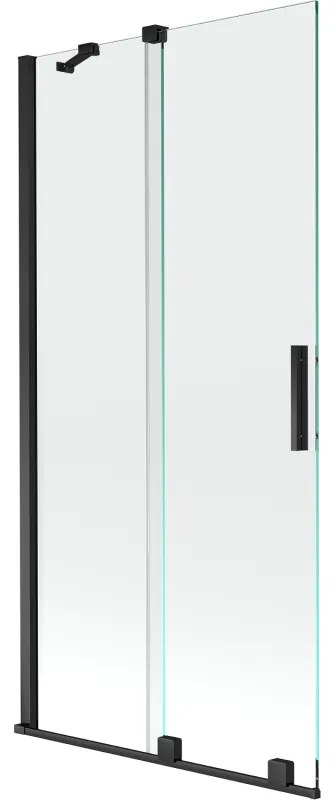 Mexen Velar, 2-krídlová posuvná vaňová zástena 95 x 150 cm, 8mm číre sklo, čierna matná, 896-095-000-01-70