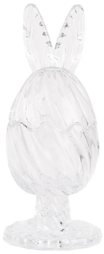 Sklenená dóza s vekom v tvare vajcia so zajačími uškami na nohe – Ø 9*22 cm