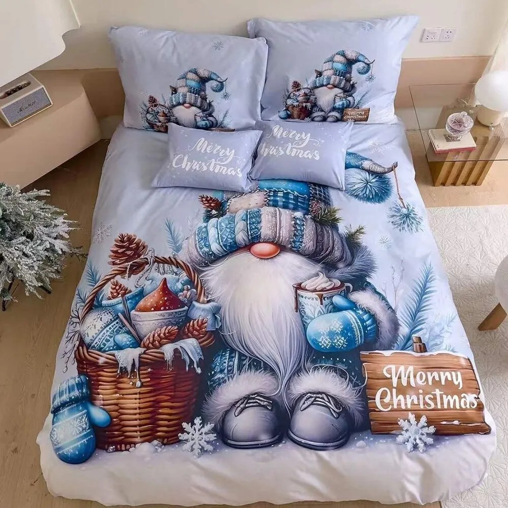 Obliečky Homa GNOMTIME SNOW BLUE 3-dielna sada 140x200 cm
