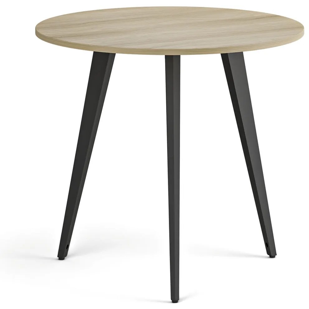 Konferenčný stôl PRIMO VIBE, priemer 80 cm, čierna podnož, dub prírodný