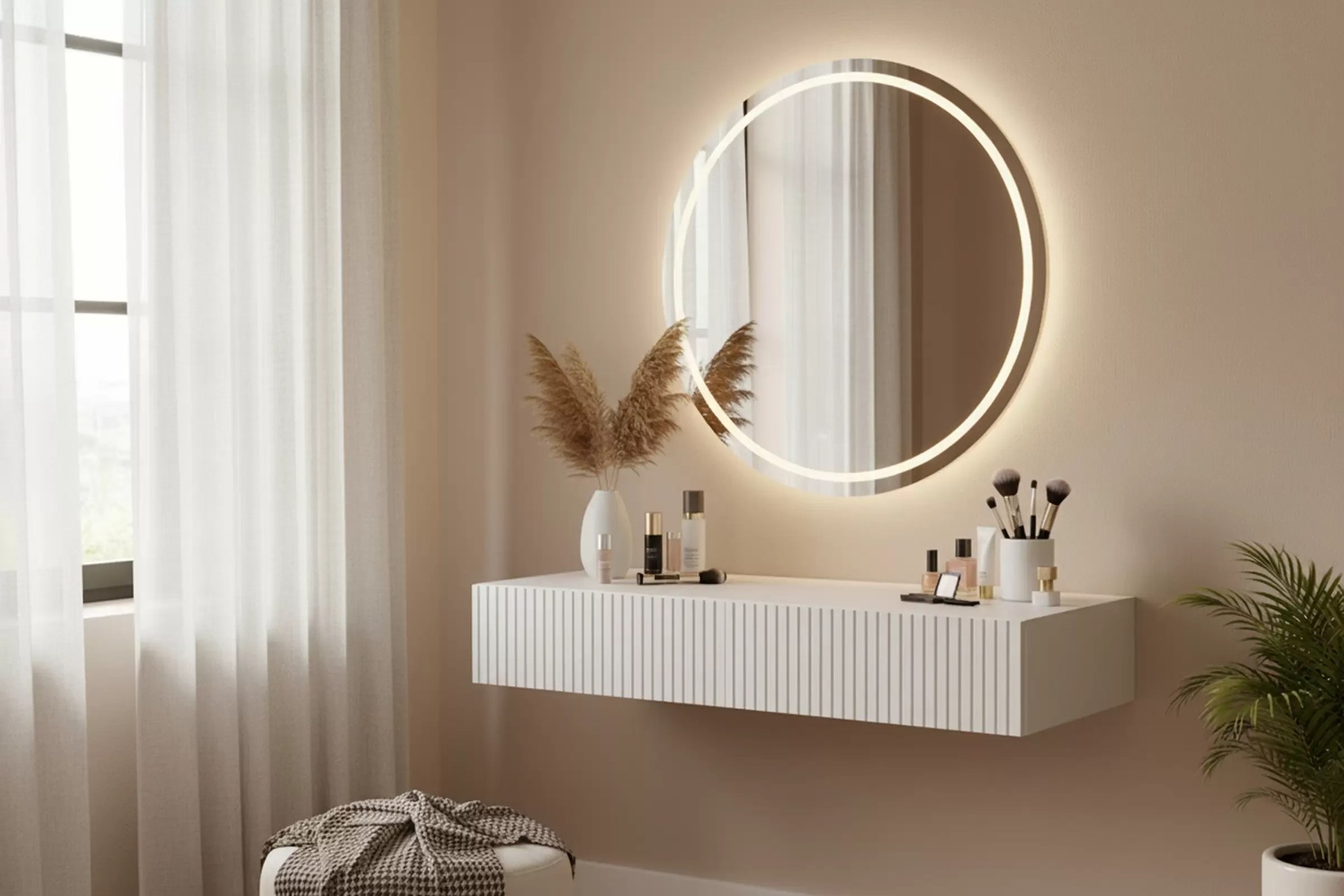 Závesný toaletný stolík Nicole 100 cm so zásuvkami - biely mat