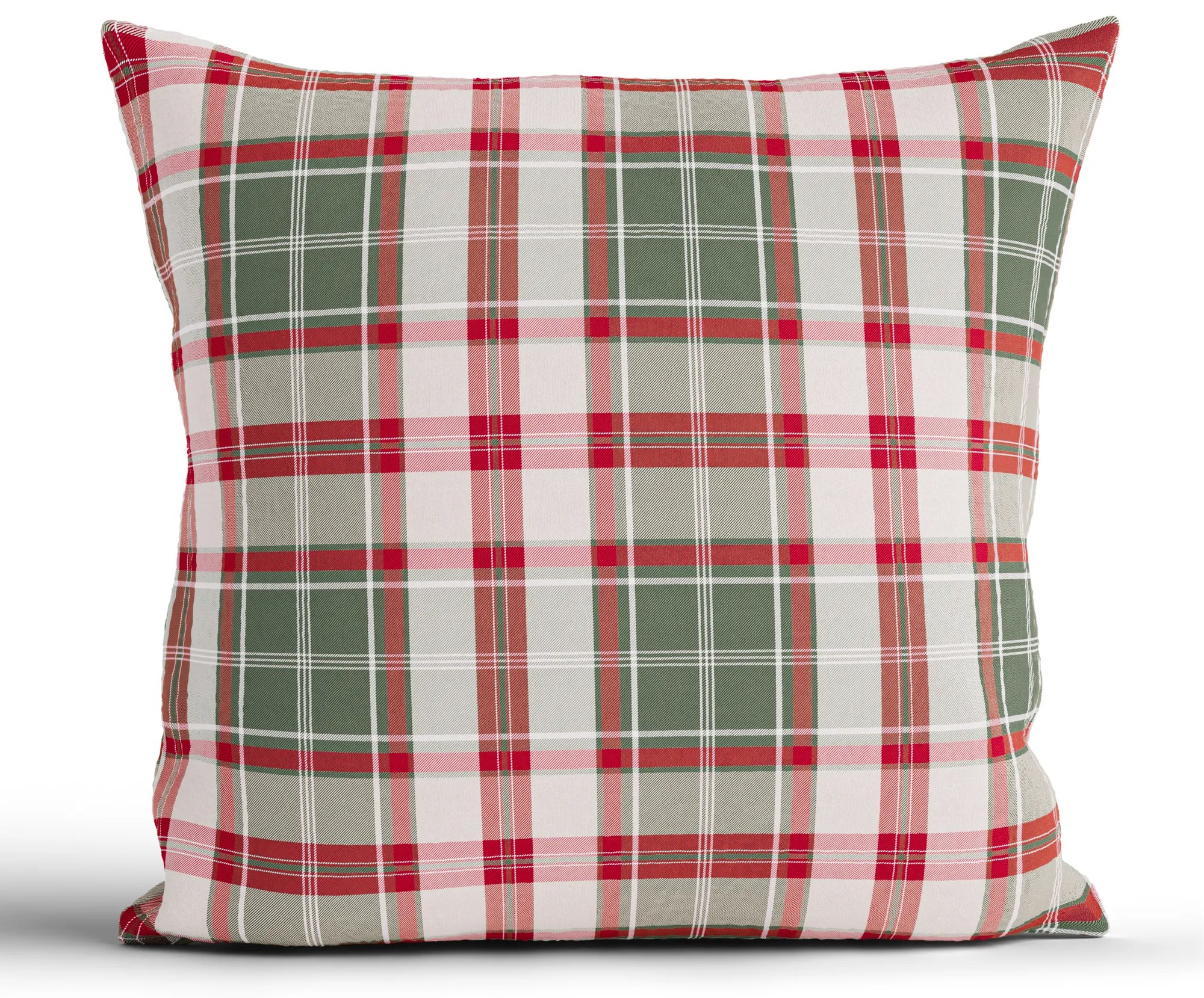 Vianočná bavlnená obliečka na vankúšik Renforcé 40 × 40 cm - Káro zelené