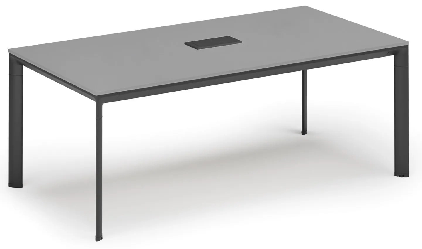 Rokovací stôl PRIMO INVITATION, 240x120 cm, sivá + stolná zásuvka TYP II, čierna