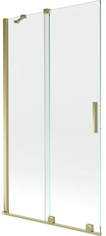 Mexen Velar, 2-krídlová posuvná vaňová zástena 100 x 150 cm, 8mm číre sklo, zlatý lesklý profil, 896-100-000-01-50