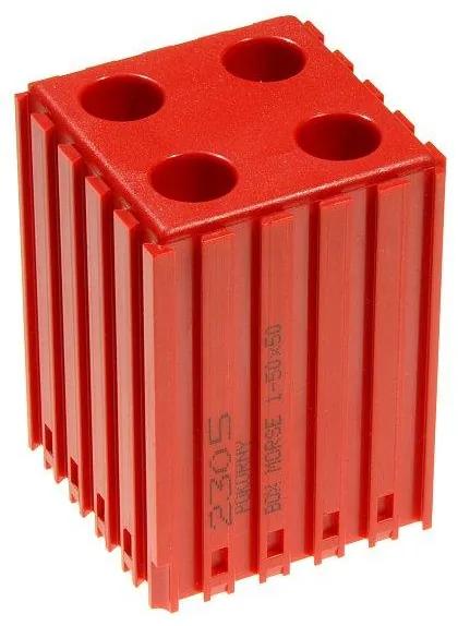 Plastový box pre nástroj s kužeľovou stopkou MORSE M1 50x50, modul 5x5, 4 dutiny, červená