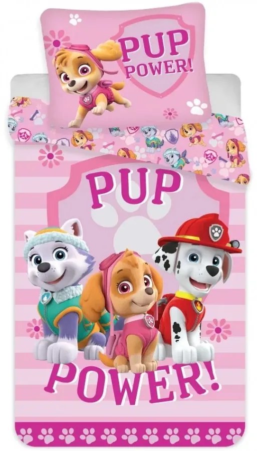 Obliečky do detskej postieľky Paw Patrol - Labková patrola - motív Pup Power - 100% bavlna - 40 x 60 cm + 100 x 135 cm