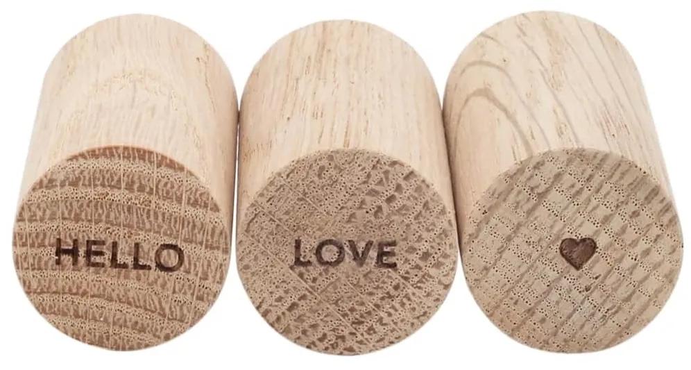 Eulenschnitt Drevené háčiky Oak Wood Hello Love – set 3 ks