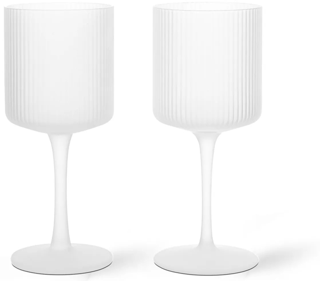 Ferm Living Pohár na biele víno Ripple Frosted – sada 2 ks