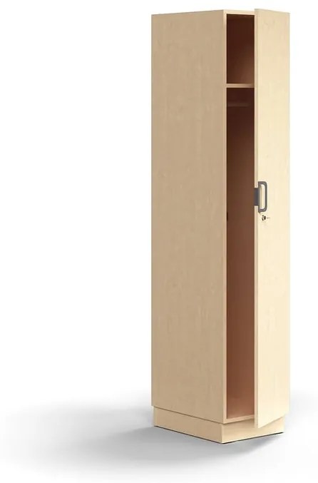 Uzamykateľný šatník QBUS, s tyčou na vešiaky, so soklom, 2020x400x570 mm, breza