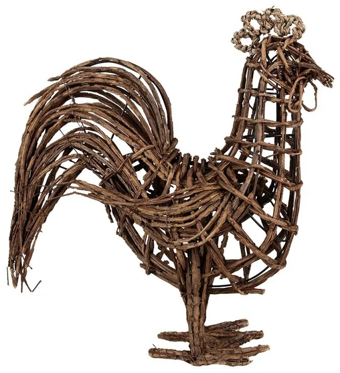 Hnedá prútená dekorácia kohút - 34*15*39 cm