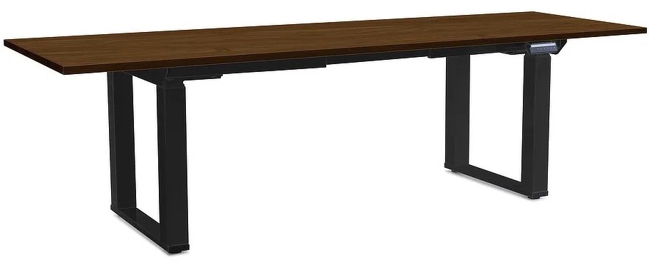 Výškovo nastaviteľný stôl OfficeTech Strong 240 x 80 cm, čierna podnož, orech