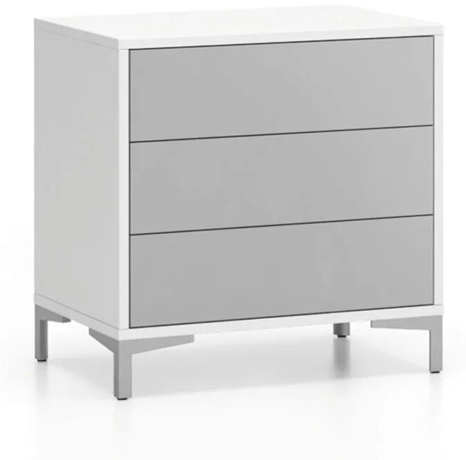 PLAN Kancelárska komoda LAYERS, 3 zásuvky, pevná podnož, biela / sivá