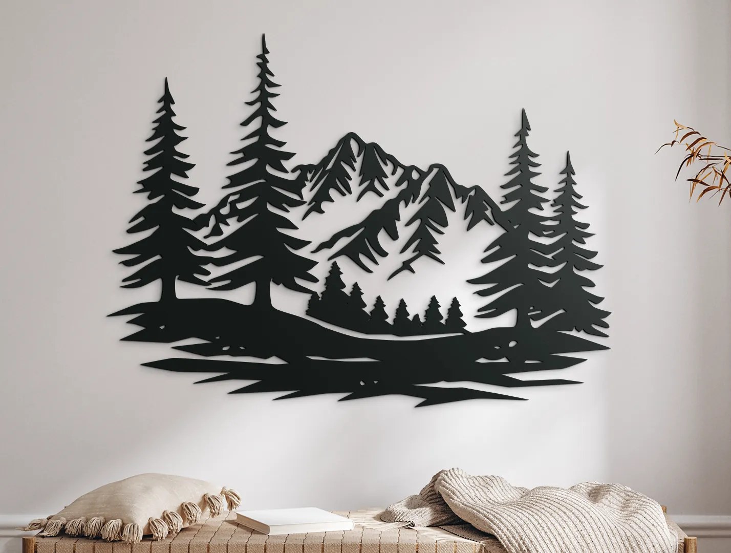 drevko Drevený obraz Hora nad lúkou Rozmer obrazu: 44,5 x 60 cm, Farba dekorácie: Čierna