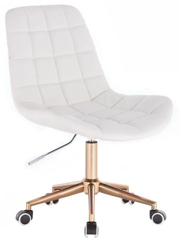 LuxuryForm DESIGN Stolička PARIS na zlatej podstave s kolieskami - biela