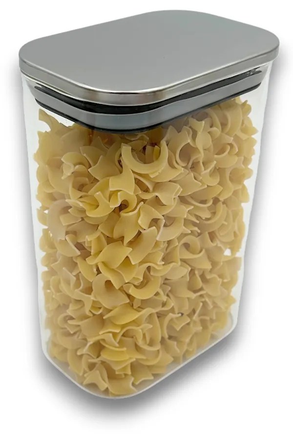 Arte Regal Sklenená obdĺžniková dóza s nerezovým vekom, 1,4l NEREZ VIVO