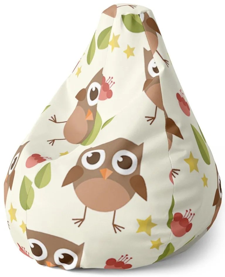 Sedací vak Pear sovy, farebná