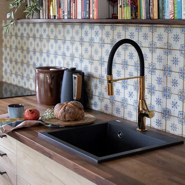 Laveo Alena, 1-komorový granitový drez 490x490x215 mm, čierna, LAV-SBA_710B