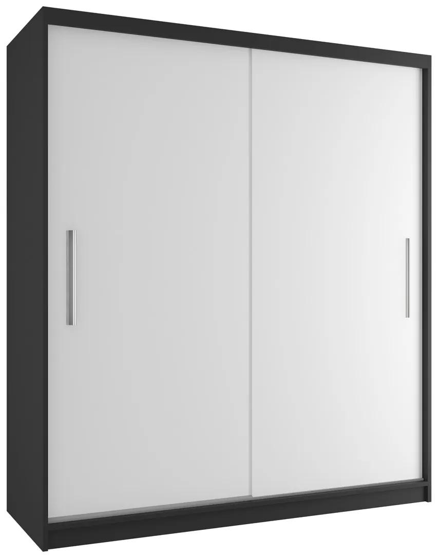 Šatníková skriňa 158 cm Belini čierny mat / biely mat s posuvnými dverami SI SZP3/1/B/W/0/AL