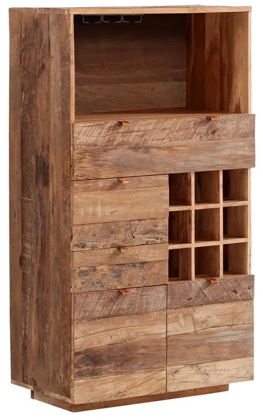 furniture-nabytek.cz - Masívna komoda Oldwood z recyklovaného tvrdého dreva, lakovaná, prírodná farba – 80×40×145 cm