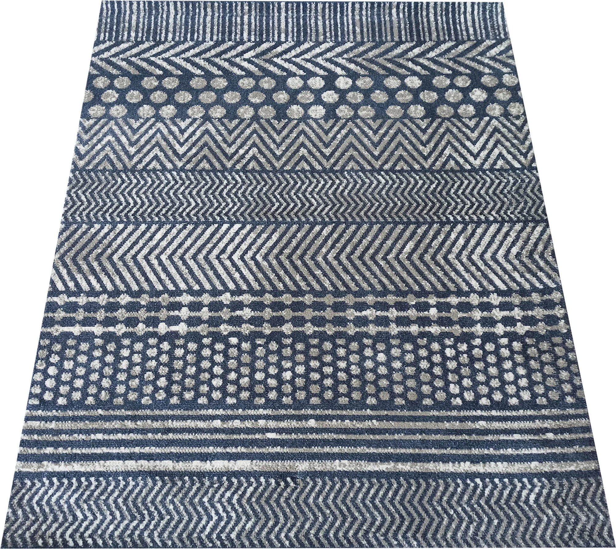 DY Modrý koberec s geometrickým vzorom Lara 07 Rozmer: 60x100 cm