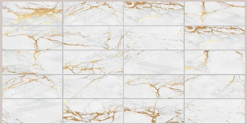 Obkladové panely 3D PVC TP10026211, rozmer 955 x 480 mm, mramor zlato-sivý, GRACE
