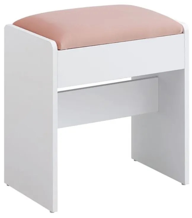 Čalúnená taburetka/stolička VELVET ku toaletnému stolíku, 45x45x28,6cm, biela/ružová Vasagle