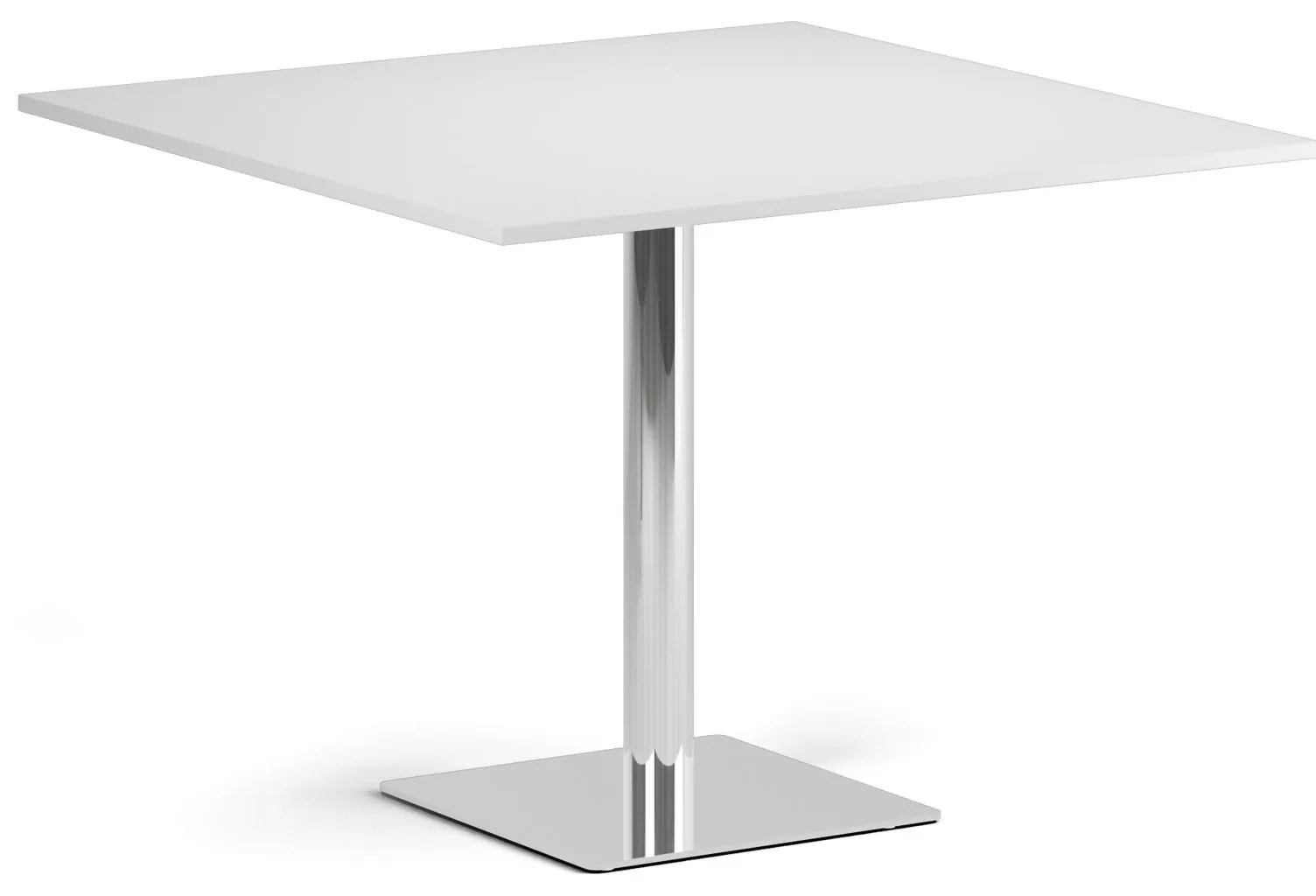 Konferenčný stolík ENZO, 100x100 cm, chróm podnož, biela