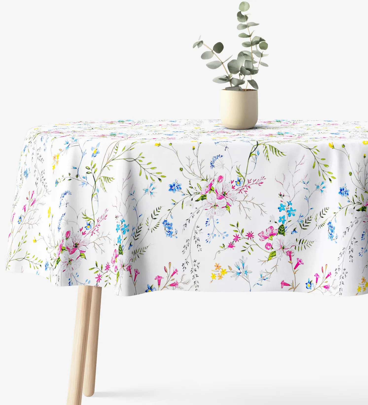 Goldea oválny obrus 100% bavlnené plátno - maľované lúčne kvety 120 x 160 cm