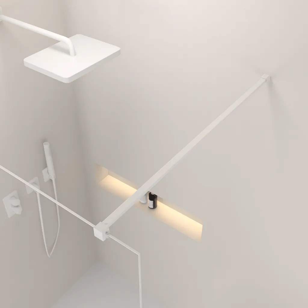 Erga Paris, stabilizačná vzpera pre sprchové zásteny s hrúbkou skla 8mm, dĺžka max. 150cm, biela matná, ERG-V02-PARIS-BAR-WH