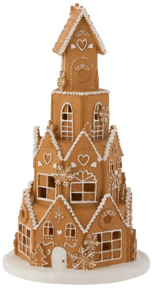 Hnedá svietiaci perníková veža z chalúpok - Ø 26 * 47cm