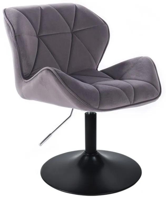 LuxuryForm DESIGN Stolička MILANO VELUR na čiernom tanieri - tmavo šedá