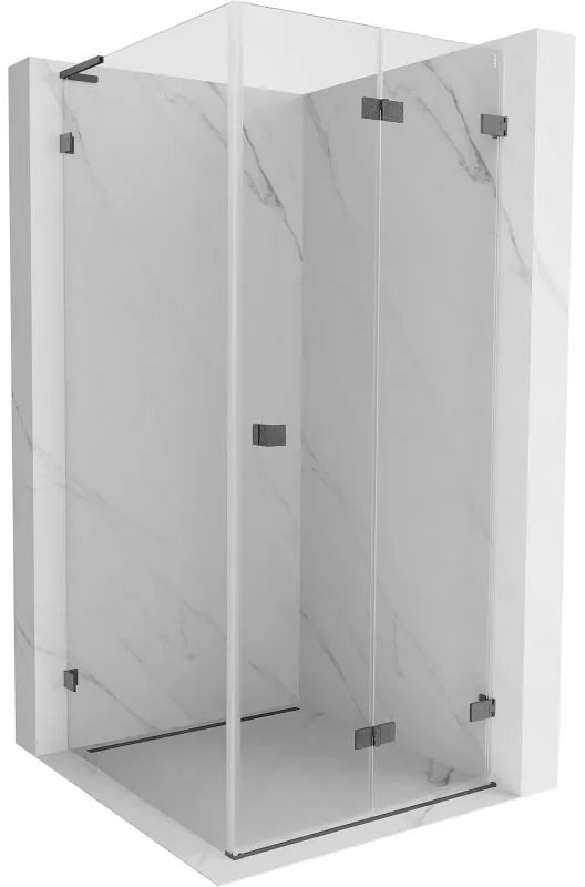 Mexen Lunar-F L, skladací sprchový kút pravý 70 x 70 cm, 8mm číre sklo, profil grafit brúsený, 836L-070-070-66-00-P