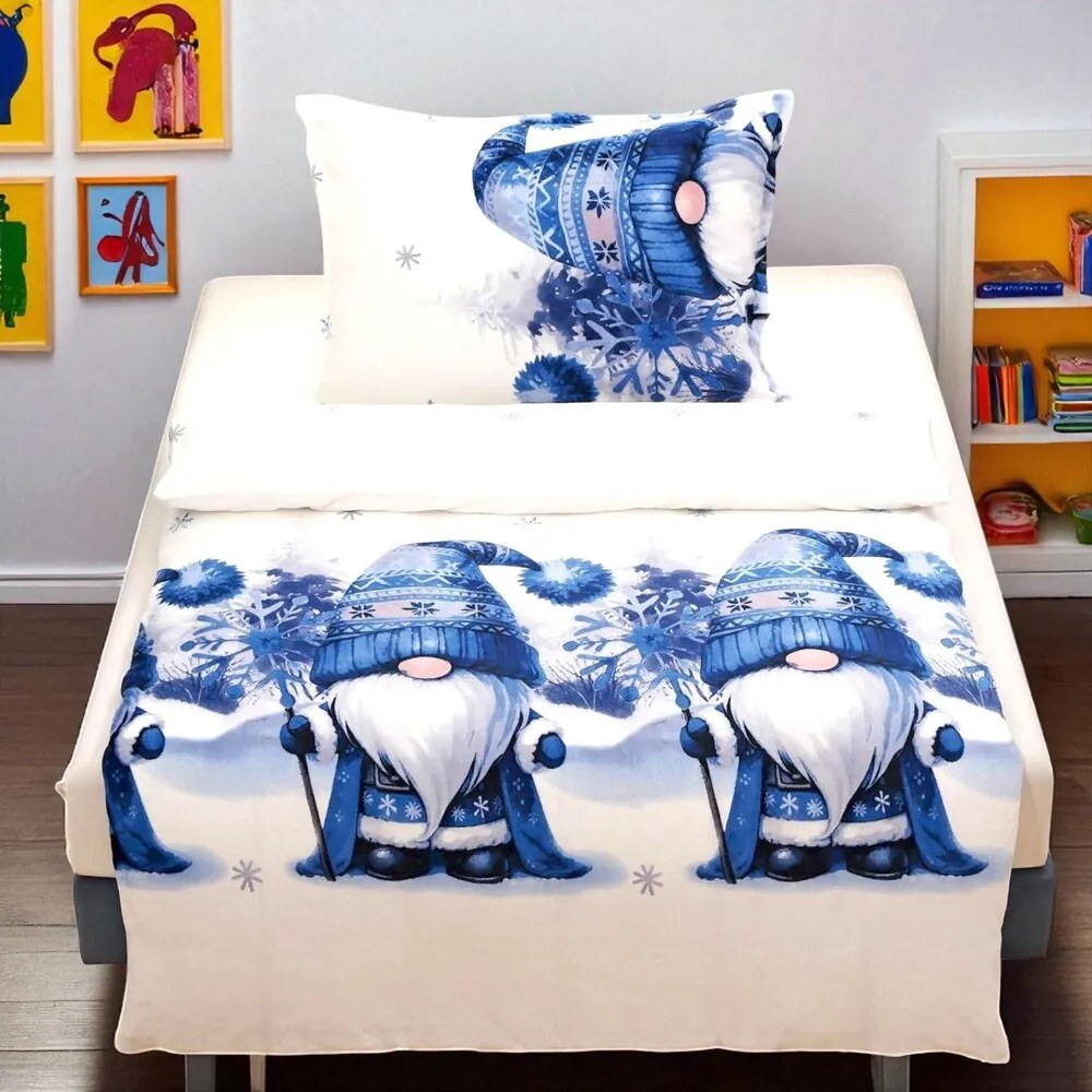 Jemné mikroplyš obliečky Homa LEVINA BLUE GNOMS 140x200 cm