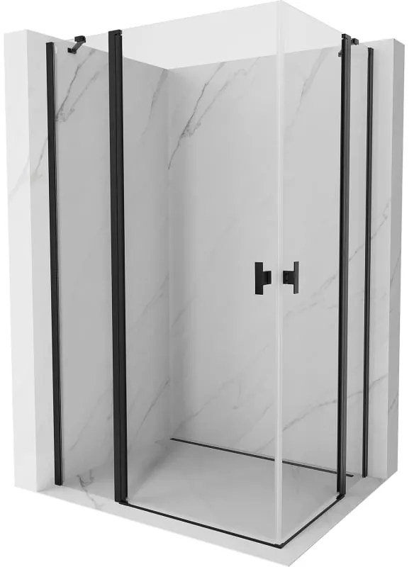 Mexen, Mexen Mist Duo výklopný sprchový kút 75 x 70 cm, priehľadný, čierny - 8A4-075-070-70-00